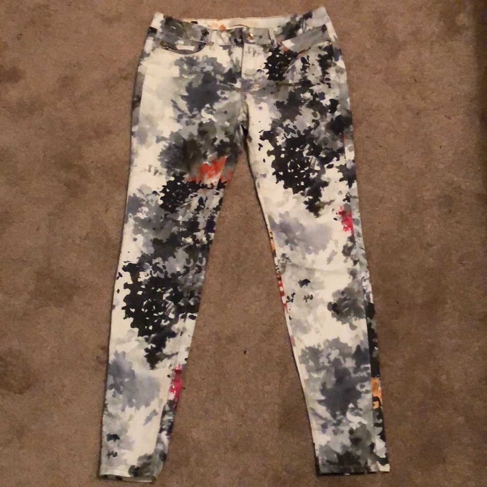 Zara Denim Floral Skinny Jeans